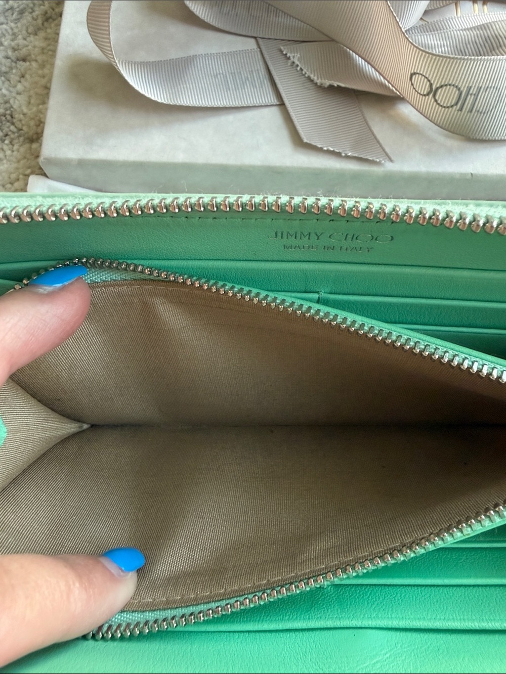 Jimmy Choo Green Python-Embossed Zip Around Wallet - Picture 8 of 10